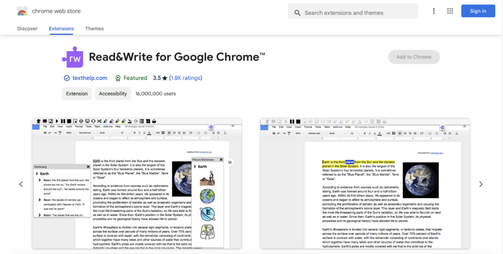 Read and Write Chrome Extension